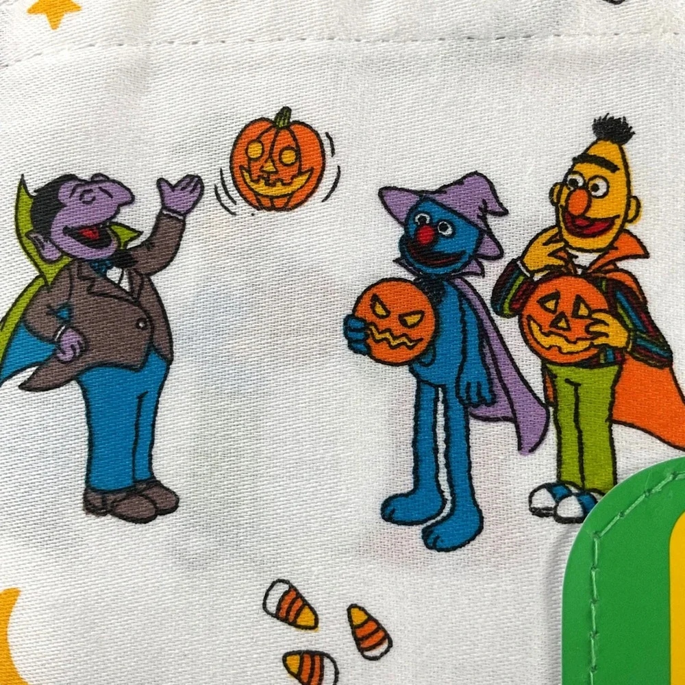 Sesame Street Halloween Full Sheet Set 100% Cotton 4pc Elmo Cookie Monster New